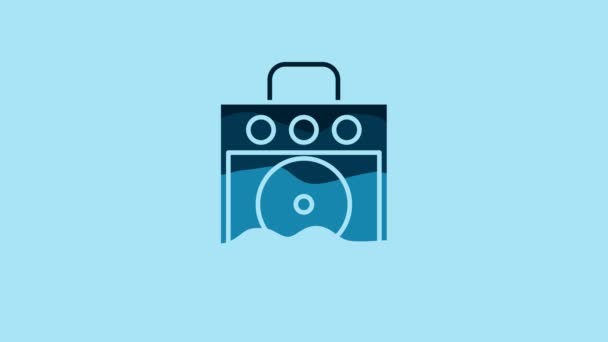 Blue Guitar Amplifier Icon Isolated Blue Background Musical Instrument Video — 图库视频影像