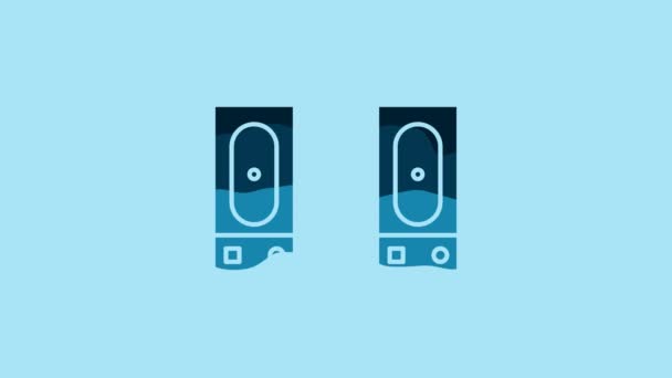 Blue Stereo Speaker Icon Isolated Blue Background Sound System Speakers — Stok video