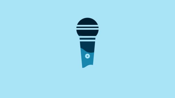 Blue Microphone Icon Isolated Blue Background Air Radio Mic Microphone — Stock video