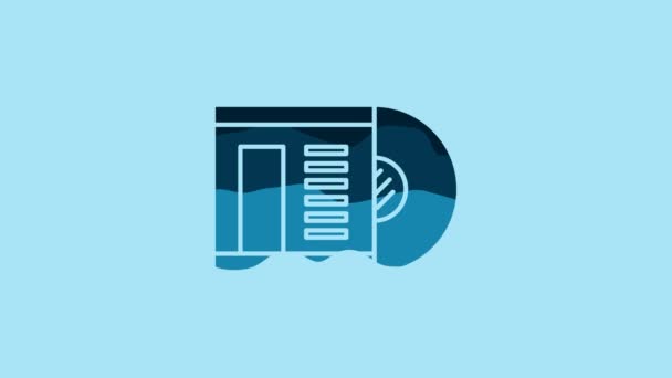 Blue Vinyl Disk Icon Isolated Blue Background Video Motion Graphic — Wideo stockowe