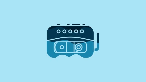 Blue Music Tape Player Icon Isolated Blue Background Portable Music — Vídeos de Stock