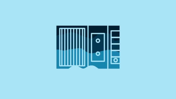 Blue Music Tape Player Icon Isolated Blue Background Portable Music — Stok video