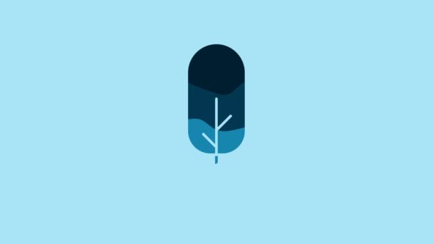 Blue Tree Icon Isolated Blue Background Forest Symbol Video Motion — Stock Video