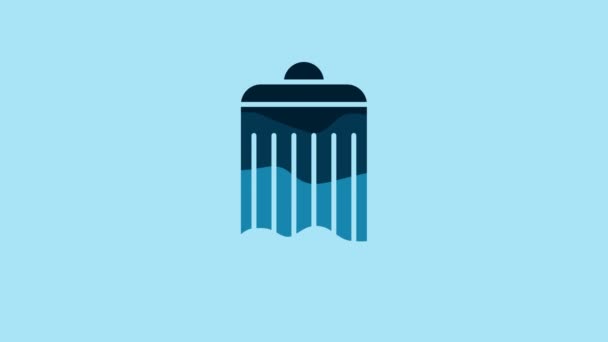 蓝色的垃圾堆可以在蓝色的背景上被隔离 垃圾箱标志 回收篮图标 办公室垃圾图标 4K视频运动图形动画 — 图库视频影像