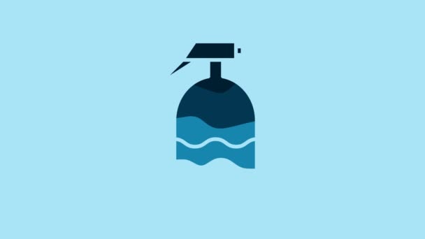 Blue Garden Sprayer Water Fertilizer Chemicals Icon Isolated Blue Background — Stock video