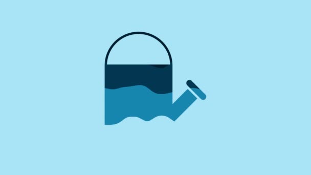 Blue Watering Dapat Mengisolasi Ikon Pada Latar Belakang Biru Simbol — Stok Video