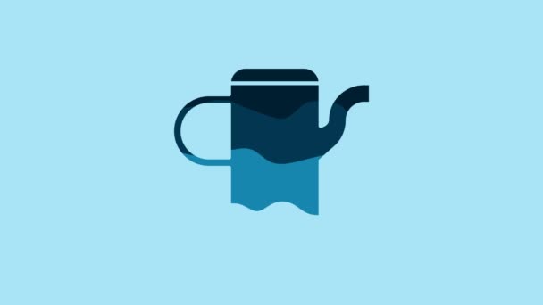 Blue Watering Can Icon Isolated Blue Background Irrigation Symbol Video — 图库视频影像
