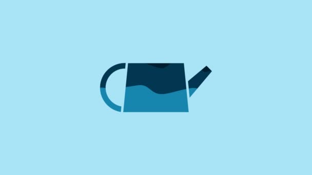 Blue Watering Can Icon Isolated Blue Background Irrigation Symbol Video — Wideo stockowe
