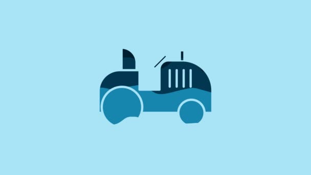 Blue Tractor Icon Isolated Blue Background Video Motion Graphic Animation — Stock Video