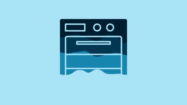 Blue Oven Icon Isolated Blue Background Stove Gas Oven Sign — 비디오