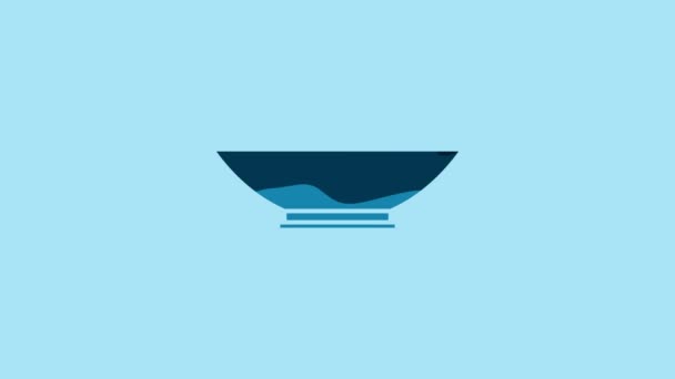 Blue Bowl Icon Isolated Blue Background Video Motion Graphic Animation — Vídeos de Stock