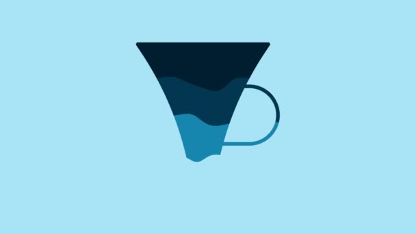 Blue Funnel Filter Icon Isolated Blue Background Video Motion Graphic — Videoclip de stoc