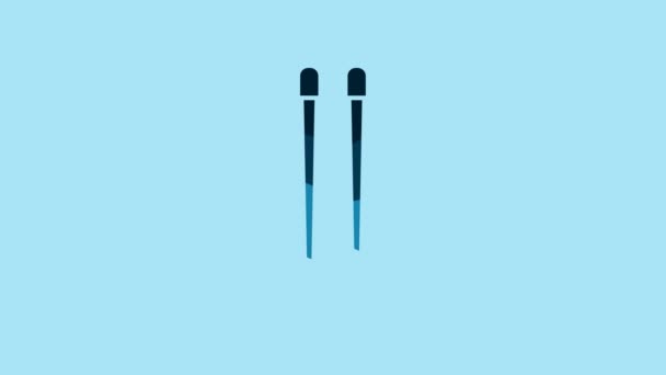 Blue Food Chopsticks Icon Isolated Blue Background Wooden Chinese Sticks — Αρχείο Βίντεο