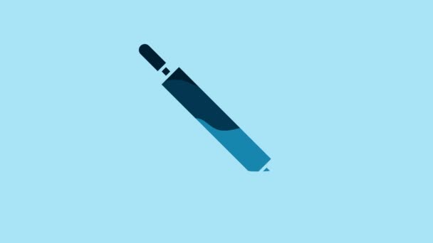 青の背景に分離された青のローリングピンアイコン 4Kビデオモーショングラフィックアニメーション — ストック動画