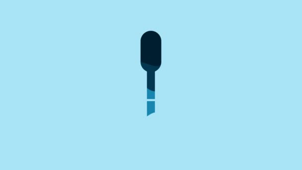 Blue Spoon Icon Isolated Blue Background Cooking Utensil Cutlery Sign — Stockvideo