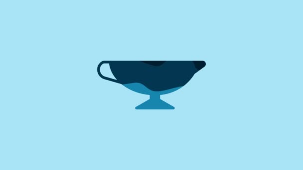 Blue Sauce Boat Icon Isolated Blue Background Sauce Bowl Video — Stockvideo