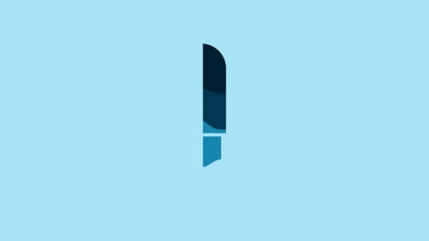 Blue Knife Icon Isolated Blue Background Cutlery Symbol Video Motion — Wideo stockowe