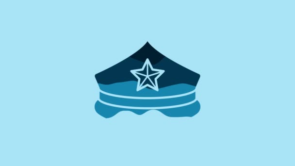 Blue Police Cap Cockade Icon Isolated Blue Background Police Hat — Stock video