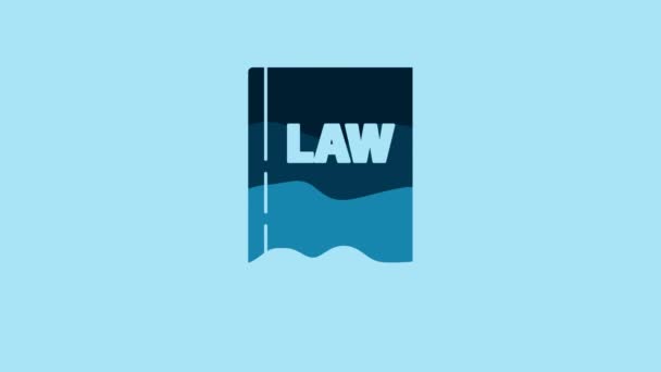 青の背景に隔離された青の法律の本のアイコン 判事の本だ 判断の概念 4Kビデオモーショングラフィックアニメーション — ストック動画