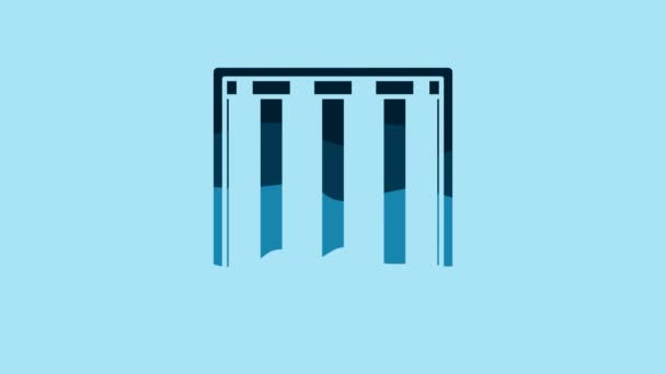 Blue Prison Window Icon Isolated Blue Background Video Motion Graphic — Αρχείο Βίντεο
