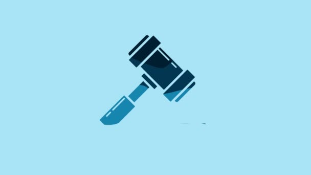 Blue Judge Gavel Icon Isolated Blue Background Gavel Adjudication Sentences — Stock video