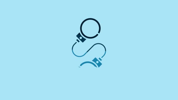 Blue Handcuffs Icon Isolated Blue Background Video Motion Graphic Animation — Stock Video