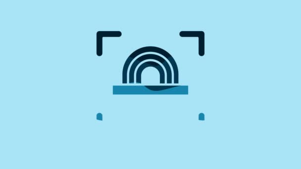 Blue Fingerprint Icon Isolated Blue Background App Icon Identification Sign — Wideo stockowe