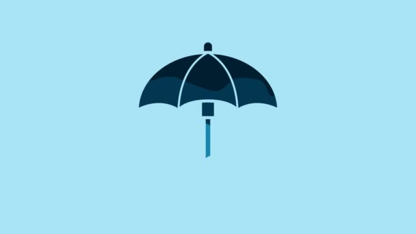 Blue Umbrella Icon Isolated Blue Background Waterproof Icon Protection Safety — стоковое видео