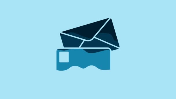 Blue Envelope Icon Isolated Blue Background Email Message Letter Symbol — Vídeo de Stock