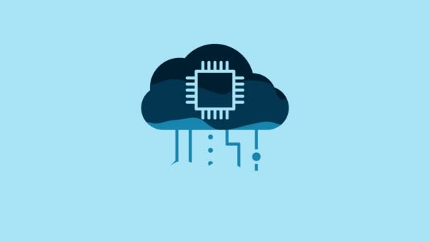 Blue Internet Things Icon Isolated Blue Background Cloud Computing Design — Video
