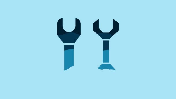 Blue Spanner Icon Isolated Blue Background Video Motion Graphic Animation – Stock-video