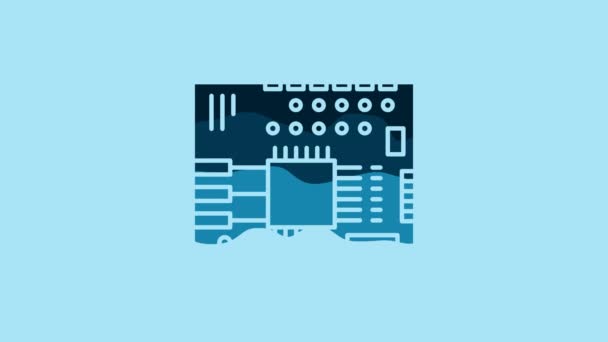 Blue Printed Circuit Board Pcb Icon Isolated Blue Background Video — 비디오