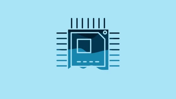 Blue Computer Processor Microcircuits Cpu Icon Isolated Blue Background Chip — Stock video
