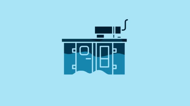青の背景に隔離されたブルーディーゼル発電機のアイコン 工業用および家庭用の不動発電機 4Kビデオモーショングラフィックアニメーション — ストック動画