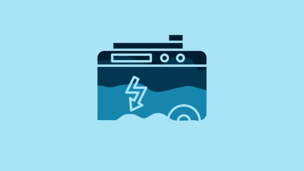 Blue Portable Power Electric Generator Icon Isolated Blue Background Industrial — Video