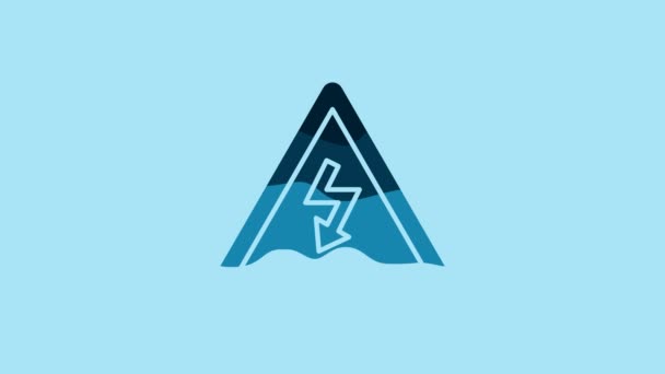 Blue High Voltage Sign Icon Isolated Blue Background Danger Symbol — Stockvideo
