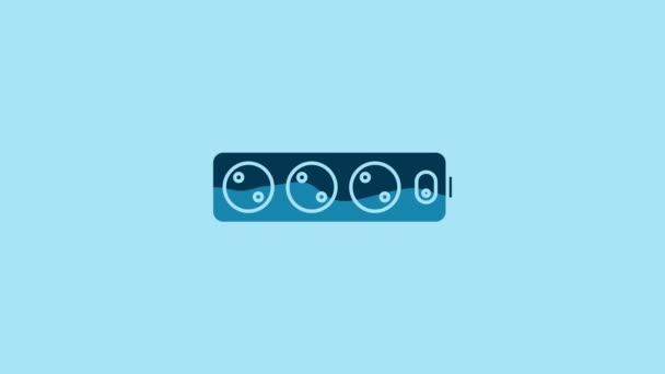 Blue Electric Extension Cord Icon Isolated Blue Background Power Plug — Vídeos de Stock