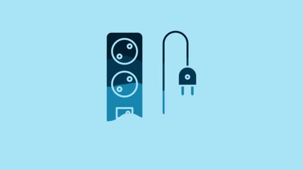 Blue Electric Extension Cord Icon Isolated Blue Background Power Plug — Video