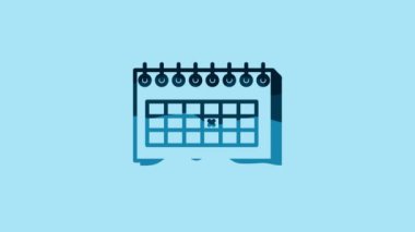 Blue Calendar icon isolated on blue background. Due date. 4K Video motion graphic animation.