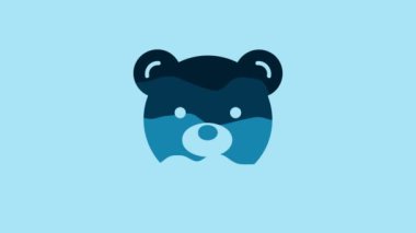 Blue Teddy bear plush toy icon isolated on blue background. 4K Video motion graphic animation.
