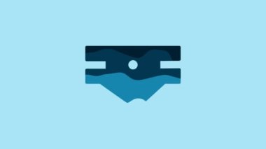 Blue Baby absorbent diaper icon isolated on blue background. 4K Video motion graphic animation.
