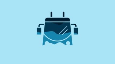 Blue Trolleybus icon isolated on blue background. Public transportation symbol. 4K Video motion graphic animation.