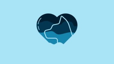 Blue Heart with cat icon isolated on blue background. Love to the animals. 4K Video motion graphic animation.