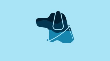 Blue Dog icon isolated on blue background. 4K Video motion graphic animation.