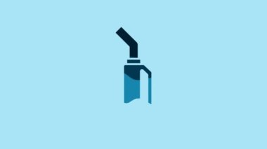 Blue Gasoline pump nozzle icon isolated on blue background. Fuel pump petrol station. Refuel service sign. Gas station icon. 4K Video motion graphic animation.