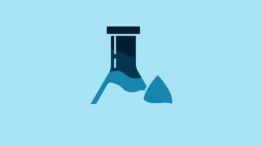 Blue Oil petrol test tube icon isolated on blue background. 4K Video motion graphic animation.