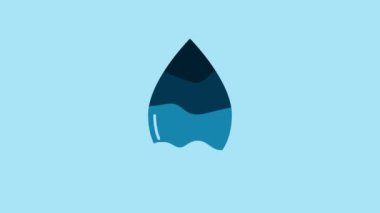 Blue Oil drop icon isolated on blue background. 4K Video motion graphic animation.