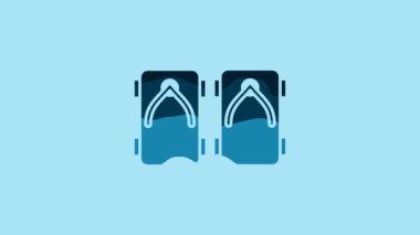 Blue Geta traditional Japanese shoes icon isolated on blue background. 4K Video motion graphic animation.