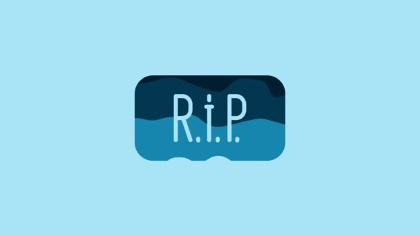 Blue Speech Bubble Rip Death Icon Isolated Blue Background Video — Vídeo de stock