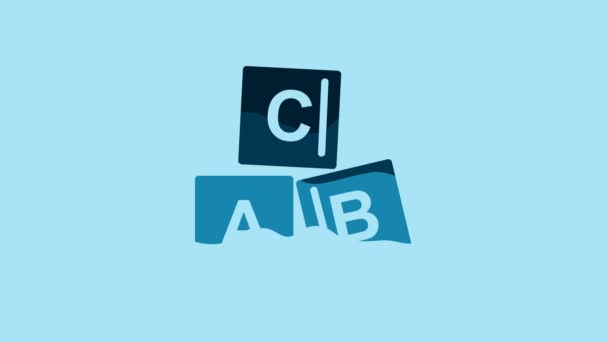 Blue Abc Blocks Icon Isolated Blue Background Alphabet Cubes Letters — 图库视频影像